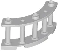 Light Bluish Gray Fence 4 x 4 x 2 Quarter Round Spindled with 3 Studs