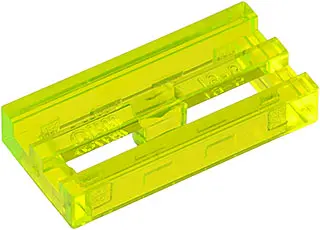 Trans-Neon Green Tile, Modified 1 x 2 Grille with Bottom Groove