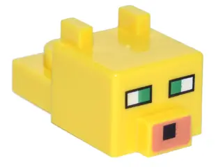 Yellow Creature Head Pixelated with Ears, Nose, and Face with Green Eyes and Medium Nougat Nose Patt