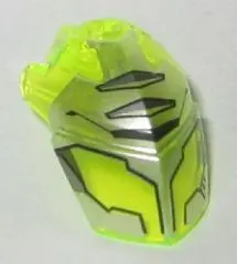 Trans-Neon Green Hero Factory Helmet Visor with Clip with Flat Silver Face Guard Pattern Type 2