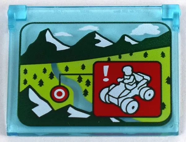 Trans-Light Blue Glass for Window 1 x 4 x 3 - Opening with Mountains, Trees and ATV Target Pattern