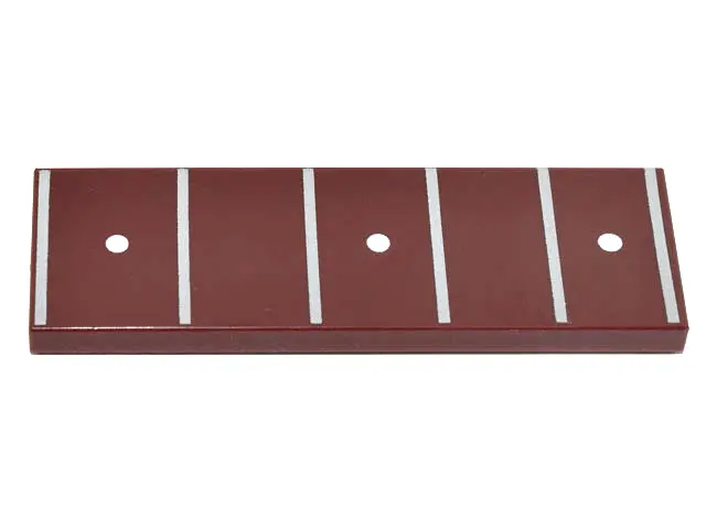 Reddish Brown Tile 2 x 6 with Guitar Fretboard, Frets 5-9 with Fret Marker Inlays (6 Silver Lines an