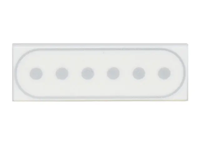 White Tile 1 x 3 with Electric Guitar Single-Coil Pickup (Silver Oval with 6 Dots) Pattern