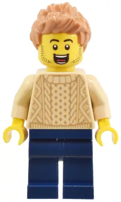 Adult - Male, Tan Knit Cable Sweater, Dark Blue Legs, Medium Nougat Spiked Hair