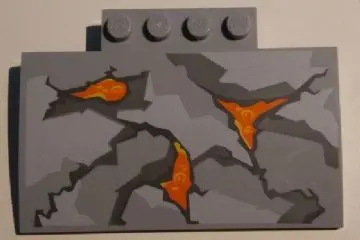 Light Bluish Gray Slope, Curved 5 x 8 x 2/3 with 4 Studs with Cracks and Lava Pattern (10722)