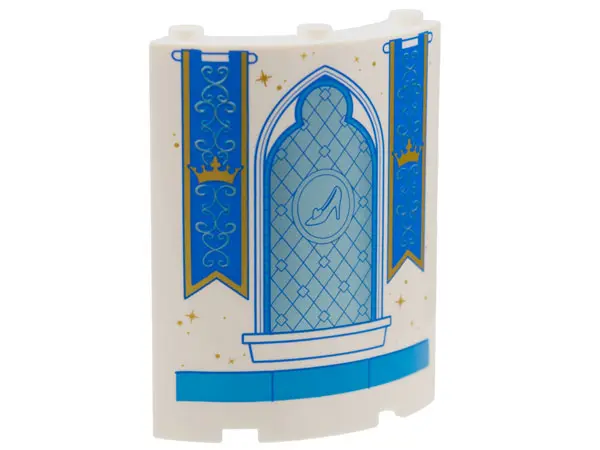 White Cylinder Quarter 4 x 4 x 6 with Metallic Light Blue Stained Glass Window with Glass Slipper an