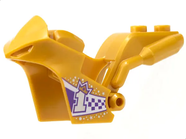Pearl Gold Motorcycle Fairing, Stuntz Sport Bike Tapered Front with Silver Number 1 with Gold Crown 
