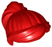 Red Minifigure, Hair Female Ponytail and Swept Sideways Fringe