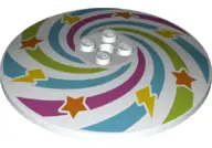 White Dish 8 x 8 Inverted (Radar) with Lime, Magenta, and Medium Azure Swirls, Orange Stars, and Yel