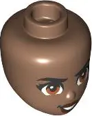 Medium Brown Mini Doll, Head Friends with Black Eyebrows and Eyelashes, Dark Orange Eyes, Reddish Br