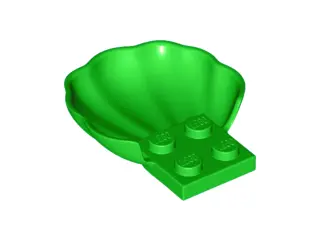 Bright Green Clam / Scallop Shell with 4 Studs