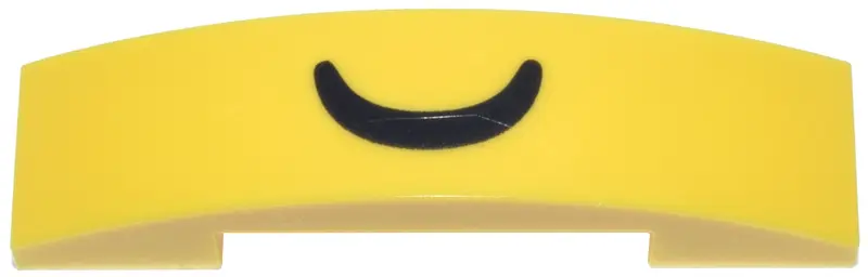 Yellow Slope, Curved 4 x 1 x 2/3 Double with Black Smile Curved Line Pattern
