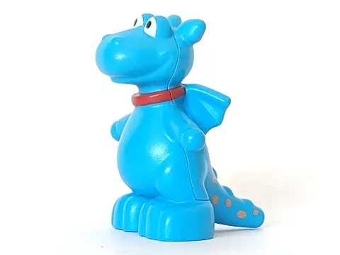 Dark Azure Duplo Dragon Small with Red Collar and Orange Spots Pattern (Stuffy)