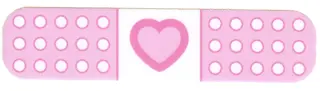 White Duplo, Cloth Bandage Band Aid 3 x 13 with Pink Heart and Round Ends