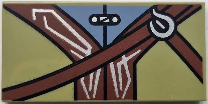 Olive Green Tile 2 x 4 with Vest over Sand Blue Shirt, Reddish Brown Trim and Straps with Silver Lin
