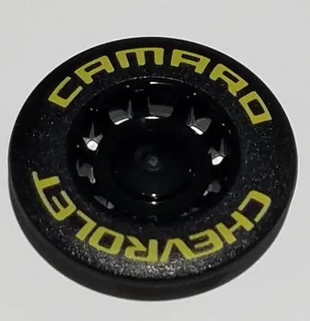 Black Wheel Cover 10 Spoke Recessed with Yellow 'CHEVROLET CAMARO' Pattern