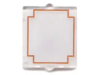 Trans-Clear Glass for Window 1 x 2 x 2 Flat Front with Red Geometric Frame on Translucent White Back