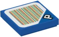 Blue Tile 2 x 2 with Super Mario Scanner Code P Switch Pattern (Sticker) - Set 71364