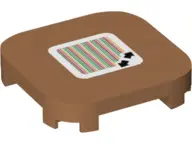 Medium Nougat Tile, Modified 4 x 4 with Rounded Corners and 4 Feet with Super Mario Scanner Code Dou