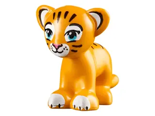 Bright Light Orange Cat, Friends Style, Large, Baby Cub (Tiger) with Medium Azure Eyes, Dark Pink No