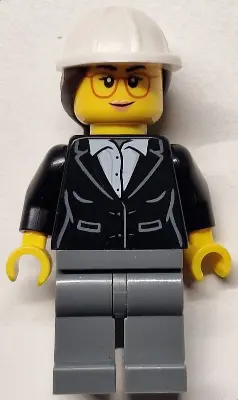 Construction Engineer / Architect - Female, Black Suit Jacket with White Button Up Shirt, Dark Bluis