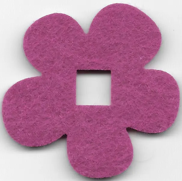 Magenta Felt Fabric 5 1/2 x 5 1/2 Flower Thick with Square Hole