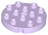 Lavender Duplo, Plate Round 4 x 4 with Hole with Locking Ridges