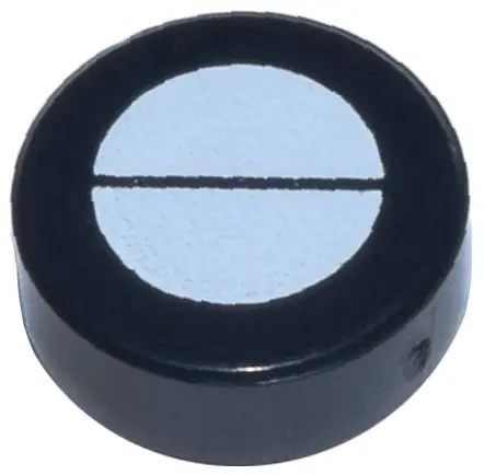Black Tile, Round 1 x 1 with White Circle with Line Pattern