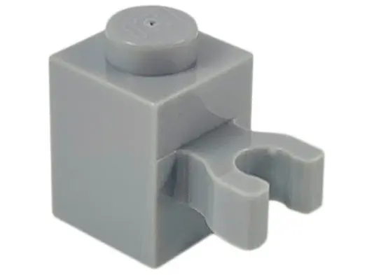 Light Bluish Gray Brick, Modified 1 x 1 with U Clip (Vertical Grip) - Solid Stud