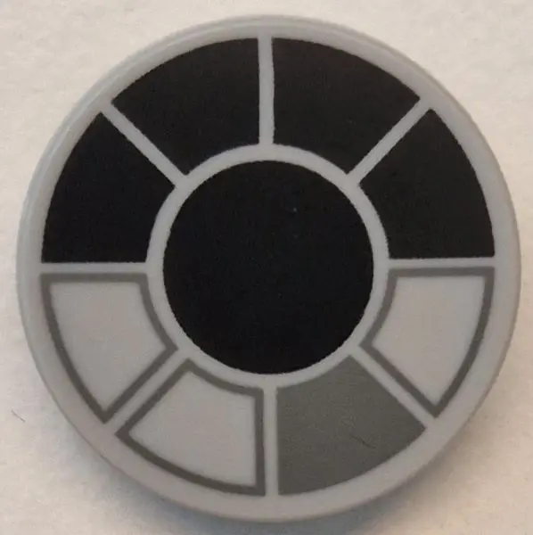 Light Bluish Gray Tile, Round 2 x 2 with Bottom Stud Holder with Black and Dark Bluish Gray SW Mille