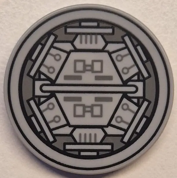 Light Bluish Gray Tile, Round 3 x 3 with Black and Dark Bluish Gray SW Millennium Falcon Airlock Doo