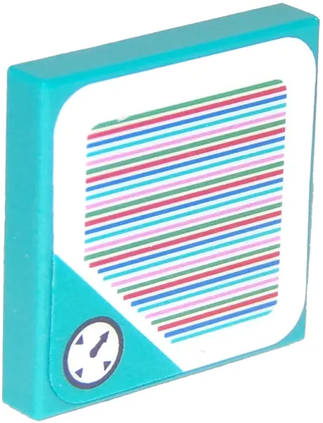 Dark Turquoise Tile 2 x 2 with Super Mario Scanner Code Time Block / Timer / Clock Pattern (Sticker)
