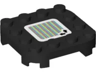 Black Plate, Modified 4 x 4 with Rounded Corners and 4 Feet with Super Mario Scanner Code 2 Arrows P