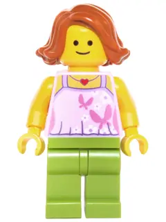 Mom, Bright Pink Top with Butterflies and Flowers, Lime Legs