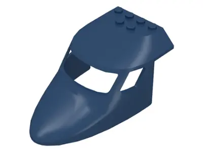 Dark Blue Aircraft Fuselage Forward Top Curved 6 x 10 x 4 with 3 Window Panes