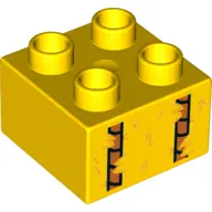 Yellow Duplo, Brick 2 x 2 with Hay and 2 Baling Straps Pattern