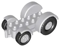 Light Bluish Gray Duplo Car Base 2 x 6 Tractor with Mudguards and (Same Color) Wheels with Black Tir