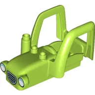 Lime Duplo Car Body Tractor with 2 Studs, Exhaust Pipe, Radiator and Headlights Pattern