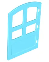Medium Azure Duplo Door / Window Pane 1 x 4 x 4 with 4 Different Size Panes and Curved Top