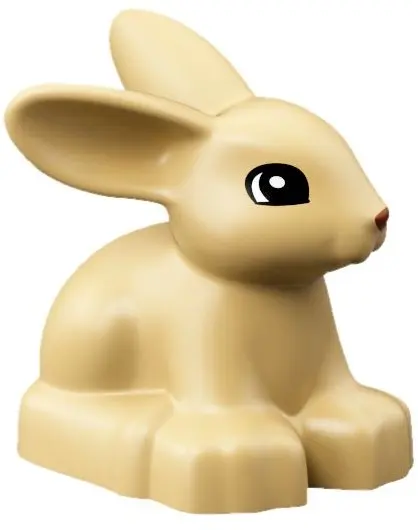 Tan Duplo Bunny / Rabbit Head Turned Left with Eyes Top Semicircular and Reddish Brown Nose Pattern