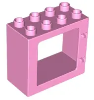 Bright Pink Duplo Door / Window Frame 2 x 4 x 3 Flat Front Surface, Completely Open Back