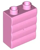 Bright Pink Duplo, Brick 1 x 2 x 2 with Log Profile
