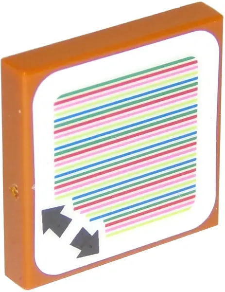 Dark Orange Tile 2 x 2 with Super Mario Scanner Code Double Arrows Pattern (Sticker) - Set 71365