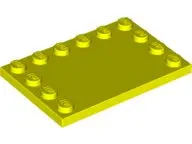 Neon Yellow Tile, Modified 4 x 6 with Studs on Edges