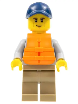 Kayaker, Dark Blue Cap, Orange 2 Strap Life Jacket
