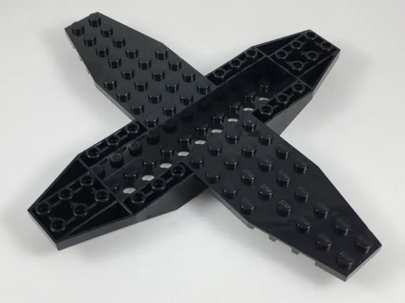 Black Aircraft Fuselage 4 x 16 x 1 with 2 x 10 Recessed Center and 8 x 4 Wings with Cutaways, 9 Hole