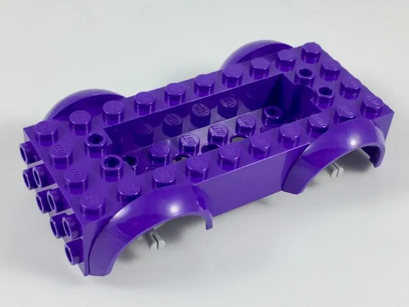 Dark Purple Vehicle, Base 5 x 10 x 2 1/2 with Mudguards and 2 x 6 Recessed Center with 3 Holes with 