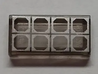 Trans-Brown Tile 1 x 2 with 8 Silver Octagon Outlines Pattern