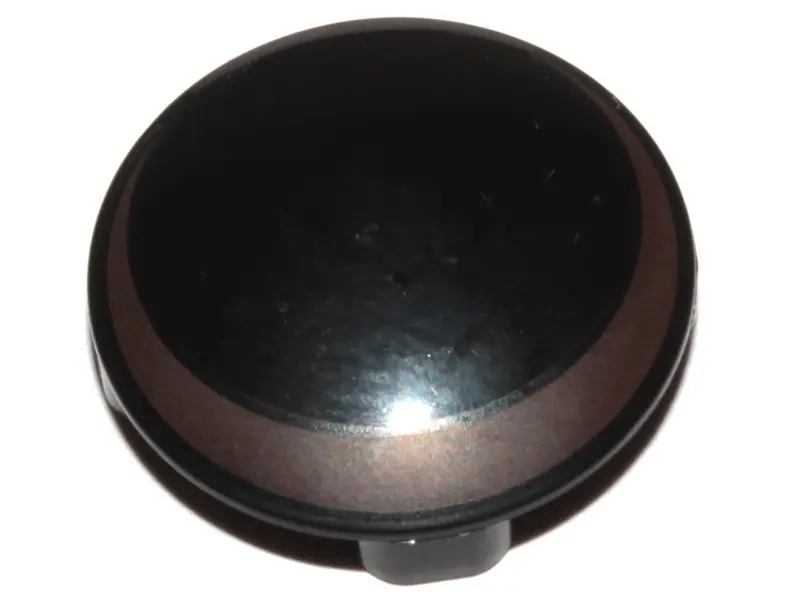 Black Plate, Round 2 x 2 with Rounded Bottom (Boat Stud) with Dark Tan Crescent Pattern
