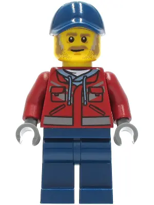 Truck Driver - Male, Dark Red Hooded Sweatshirt, Dark Blue Legs, Dark Blue Cap
